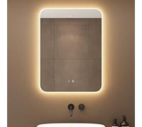 doporro Miroir de Salle de Bains Lumineux 80x60cm Glace avec Éclairage LED Luz et Interrupteur Tactile Nova02