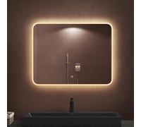 doporro Miroir de Salle de Bains Lumineux 90x70cm Glace avec éclairage LED Luz et Interrupteur Tactile