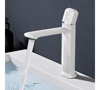 doporro Mitigeur Robinet de Lavabo Salle de Bain en Laiton Blanc Monocommande Eau Chaude ou Froid 20,9 cm WAO-1190