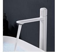 doporro Mitigeur Robinet de Lavabo Salle de Bain en Laiton Blanc Monocommande Eau Chaude ou Froid 31,3 cm WAO-1190H