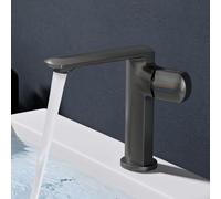 doporro Mitigeur Robinet de Lavabo Salle de Bain en Laiton Gris Monocommande Eau Chaude ou Froid 17,9 cm WAO-1180