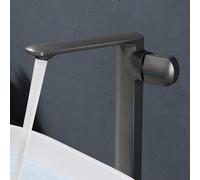 doporro Mitigeur Robinet de Lavabo Salle de Bain en Laiton Gris Monocommande Eau Chaude ou Froid 28,1 cm WAO-1180H