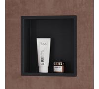 doporro Niche de Douche à Carreler Noir 30x30cm Étagère Murale à Encastrer en Acier Inoxydable 1 Pièce