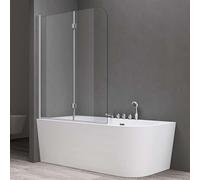 doporro Paroi de Baignoire 120x140cm Pare Baignoire 2 Volets Montage Réversible Verre Trempé Transparent 6mm Cortona1408