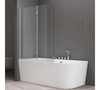 doporro Paroi de Baignoire 120x140cm Pare Baignoire 2 Volets Verre 6mm