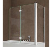 doporro Paroi de Baignoire 75x120x140cm Pare Baignoire Fixe Plus 2 Volets Montage Réversible Verre Trempé Transparent 6mm Cortona113