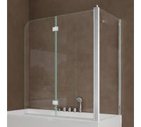 doporro Paroi de Baignoire 80x120x140cm Pare Baignoire Fixe Plus 2 Volets