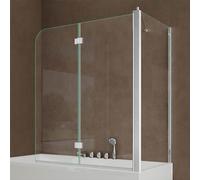 doporro Paroi de Baignoire 80x120x140cm Pare Baignoire Fixe Plus 2 Volets Montage Réversible Verre Trempé Transparent 6mm Cortona113