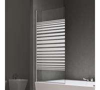 doporro Paroi de Baignoire 80x140 cm Pare Baignoire 1 Volet Verre Trempé Transparent avec Bandes Opaques Montage Réversible Cortona201MS