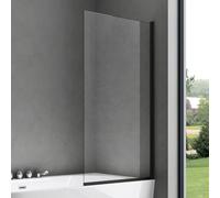 doporro Paroi de Baignoire 80x140 cm Pare Baignoire 1 Volet Verre Trempé Transparent Profilés Noir Montage Réversible Cortona201K