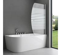 doporro Paroi de Baignoire 95 x 140 cm Pare Baignoire 1 Volet Montage Réversible Verre Trempé 6mm Transparent avec Bandes Opaques Cortona112S