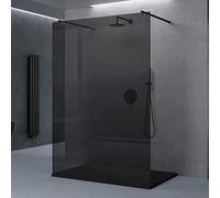 doporro Paroi de Douche à L'italienne Gris Teinté 80 cm Pare-douche Verre de Sécurité 8mm Paroi 78x200cm avec 2 Stabilisateurs Rectangulaires Noir Bremen01VG