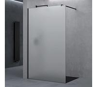 doporro Paroi de Douche à L'italienne Opaque 100cm Pare-Douche Verre de Sécurité 8mm Bremen01VS 100x200cm Profilé Noir Stabilisateur Rectangulaire