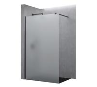 doporro Paroi de Douche à L'italienne Opaque 140cm Pare-Douche Verre de Sécurité 10mm Bremen02VS 140x200cm Profilé Noir Stabilisateur Rectangulaire