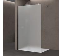 doporro Paroi de Douche à L'italienne Opaque 140cm Pare-Douche Verre de Sécurité 8mm Bremen01VS 140x200cm Profilé Chromé Stabilisateur Rond