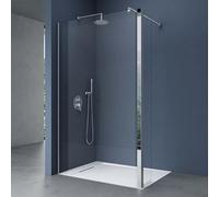 doporro Paroi de Douche à l'Italienne Transparent 140cm Verre Trempé 8mm | Pare-douche en Verre de Sécurité, Paroi 140x200cm, Partie Latérale 30cm, Stabilisateur Rond, Bremen01K-Plus