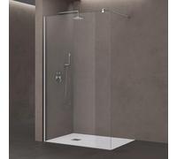 doporro Paroi de Douche à L'italienne Transparent 80cm Pare-Douche Verre de Sécurité 10mm Bremen02K 80x200cm Profilé Chromé avec Stabilisateur en Acier Inoxydable