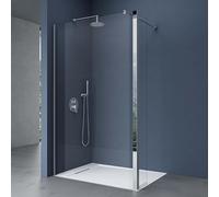 doporro Paroi de douche à l'italienne Transparent pare-douche Bremen2K-Plus 70x200cm + Partie Latérale 30cm verre de sécurité 10mm Stabilisateur Rectangulaire