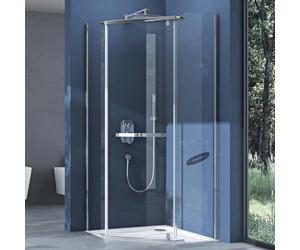 doporro Paroi de Douche Pentagonale Transparent Montage Réversible 90x90 avec bac à Douche et Bonde Cabine de Douche Ravenna8 90x90x195cm