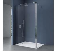 doporro Paroi de douche Transparent pare-douche Bremen2K-Plus 140x200cm + Partie Latérale 30cm verre de 10mm stabilisateur rond