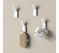 doporro Patère Murale Crochet Adhésif ou avec Perçage 4 pièces Blanc en Alliage de Zinc Rectangulaire pour Porte Entrée Cuisine Salle de Bain Stalo-13