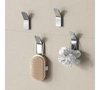 doporro Patère Murale Crochet Adhésif ou avec Perçage 4 pièces Chromé en Alliage de Zinc Rectangulaire pour Porte Entrée Cuisine Salle de Bain Stalo-13