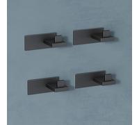 doporro Patère Murale Crochet Adhésif ou avec Perçage 4 pièces en Acier Inoxydable Rectangulaire pour Porte Entrée Cuisine Salle de Bain Stalo-06