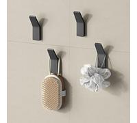 doporro Patère Murale Crochet Adhésif ou avec Perçage 4 pièces Gris en Alliage de Zinc Rectangulaire pour Porte Entrée Cuisine Salle de Bain Stalo-13