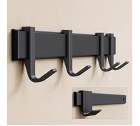 doporro Patère Murale Porte Manteau Mural de 4 Crochets Coulissants Adhésif ou avec Percage Noir Mat en Aluminium Stalo-12