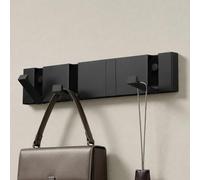 doporro Patère Murale Porte Manteau Mural de 4 Crochets Rétractables Noir