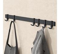 doporro Patère Murale Porte Manteau Mural de 6 Crochets Coulissants Adhésif ou avec Percage Noir Mat en Aluminium pour Porte Entrée Cuisine Salle de Bain Stalo-12
