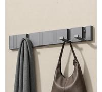 doporro Patère Murale Porte Manteau Mural de 6 Crochets Rétractables Gris