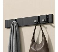 doporro Patère Murale Porte Manteau Mural sans Percage Noir de 6 Crochets Rétractables pour Porte Entrée Cuisine Salle de Bain Wandgarderobe01
