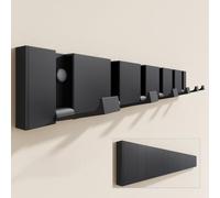 doporro Patère Murale Porte Manteau Mural de 6 Crochets Rétractables Noir | sans Perçage, pour Entrée Cuisine Salle de Bain, Wandgarderobe01