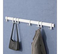 doporro Patère Murale Porte Manteau Mural de 8 Crochets Coulissants Adhésif ou avec Percage Blanc Mat en Aluminium pour Porte Entrée Cuisine Salle de Bain Stalo-12