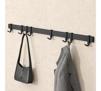 doporro Patère Murale Porte Manteau Mural de 8 Crochets Coulissants Adhésif ou avec Percage Noir Mat en Aluminium pour Porte Entrée Cuisine Salle de Bain Stalo-12