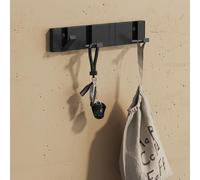 doporro Patère Murale Porte Manteau Mural sans Percage Noir de 4 Crochets Rétractables pour Porte Entrée Cuisine Salle de Bain Wandgarderobe01