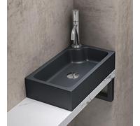 doporro Petit Lavabo Vasque à Poser Lave Mains Gris Noir Mat Rectangulaire en Solid Surface Évier 46x26x11 cm pour Toilettes invitées Colossum101