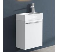 doporro Petit Meuble Sous Vasque Blanc mat et Vasque 46cm Ensemble de 2 Pièces de Meuble de Salle de Bain Design Pisa