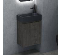 doporro Petit Meuble de Salle de Bain Suspendu 46cm Gris-Brun Ensemble de 2 Pièces Meuble avec Lavabo Solid Surface Design Pisa02