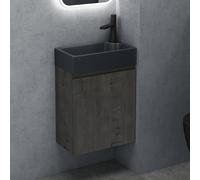 doporro Petit Meuble de Salle de Bain Suspendu 46cm Gris-Brun Ensemble de 2 Pièces Meuble avec Lavabo Solid Surface Design Pisa02