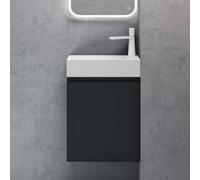 doporro Petit Meuble de Salle de Bain Suspendu 46cm Gris Noir Mat Ensemble de 2 Pièces Meuble avec Lavabo Solid Surface Design Pisa02