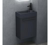doporro Petit Meuble sous Vasque Anthracite Mat et Vasque Gris Noir Mat 46cm Ensemble de 2 Pièces Meuble de Salle de Bain avec Lavabo Design Pisa