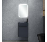 doporro Petit Meuble sous Vasque Anthracite Mat et Vasque Gris Noir Mat 46cm Ensemble de 3 Pièces Meuble de Salle de Bain avec Lavabo et Miroir LED Design Pisa