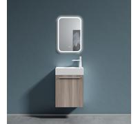 doporro Petit Meuble sous Vasque Chêne Blanc Clair et Vasque 46cm Ensemble de 2 Pièces de Meuble de Salle de Bain Design Pisa