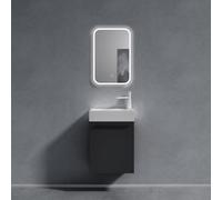 doporro Petit Meuble sous Vasque Gris Noir et Vasque 46cm Ensemble de 2 Pièces de Meuble de Salle de Bain Design Pisa