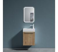 doporro Petit Meuble sous Vasque Marron Clair et Vasque 46cm Ensemble de 2 Pièces de Meuble de Salle de Bain Design Pisa