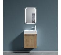 doporro Petit Meuble sous Vasque Marron Clair et Vasque 46cm Ensemble de 2 Pièces de Meuble de Salle de Bain Design Pisa