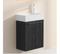 doporro Petit Meuble sous Vasque Noir Texturé et Vasque 46cm Ensemble de 2 Pièces de Meuble de Salle de Bain Design Pisa
