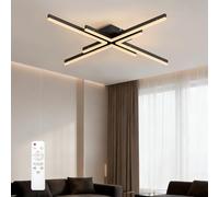 doporro Plafonnier LED Dimmable Lampe Plafond 48W Noir Éclairage de Plafond